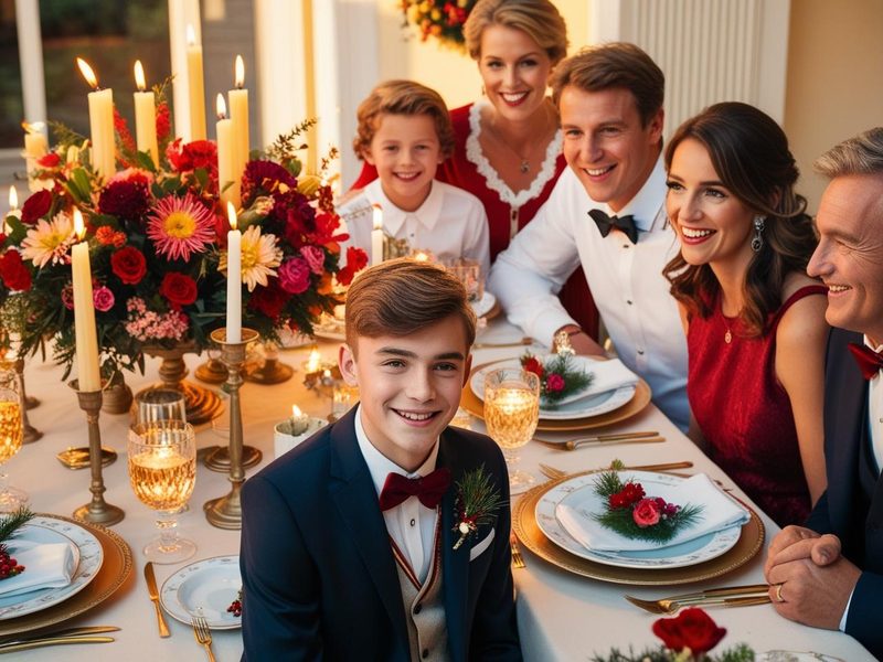 Familienfeier zur Jugendweihe an einer festlichen Tafel